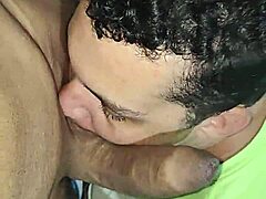 greedy blowjob on muscular black guy