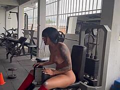 Chica trans May Hernandez strips me for workout routine! 😳💪
