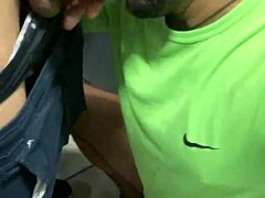 Hot endowed guy gets sucked in bathroom almost caught!