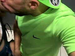 Hot endowed guy gets sucked in bathroom almost caught!