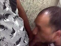 quick stress relief with a blowjob in supermarket bathroom