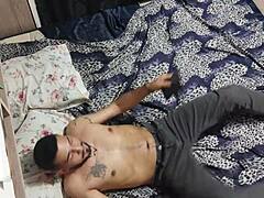 strong grip with a real man, full action on red