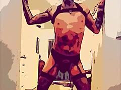 Geiler gay dancer in lingerie shakes it hard!