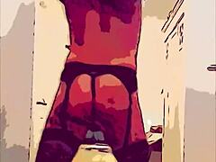 Geiler gay dancer in lingerie shakes it hard!