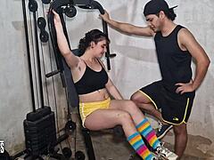 Personal trainer bangs me and my sister at gym