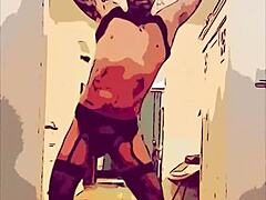 Geiler gay dancer in lingerie shakes it hard!