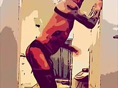 Geiler gay dancer in lingerie shakes it hard!