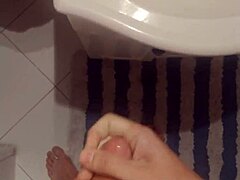 Twink Strokes Huge Cock and Cums in Front of Mirror?