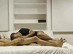 Disabled man gives oral to young guy