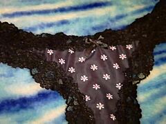 Closet transvestite shimale in wife's thong