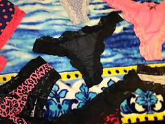 Closet transvestite shimale in wife's thong