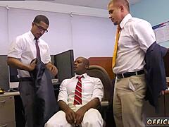 Man, watching big cocks get sucked at HR meeting!