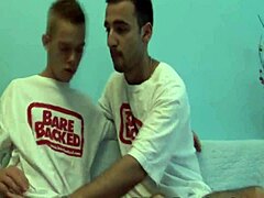 In this hardcore gay scene, men engage in bareback action with blowjobs