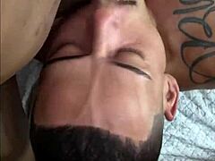 Two tattooed studs took turns dominating the pretty maloka. A wild fetish scene unfolded.