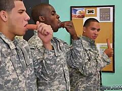 gay army trio drills hard in outdoor action