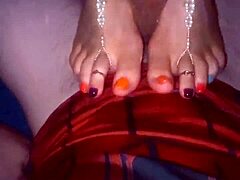 prettyfeetelite twink gives incredible footjob with colorful toes