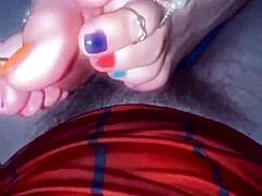 prettyfeetelite twink gives incredible footjob with colorful toes