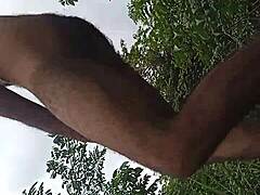 Roaming naked and banging hard in nature.