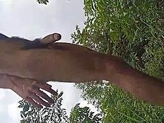 Roaming naked and banging hard in nature.