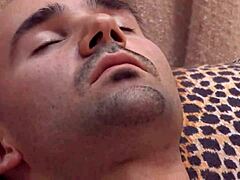 A young solo gay stud indulges in monster cock anal pleasure, ending with a facial cumshot.