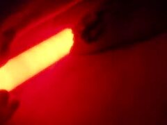 Nerdy BBW pornstar toys with lightsaber and masturbates 😏