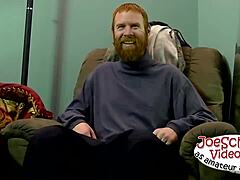 Redhead Chris relaxes with some solo sucking and masturbation at home