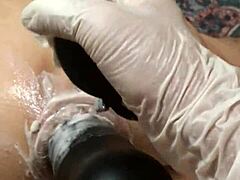 dad and interracial dildo fisting session