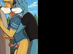 two furry guys share a blowjob and cumshot in this yiff amv