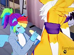 Digimon yaoi renamon and rainbow dash handjob blowjob anal creampie