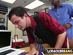 black stud fucks bareback a gay teen 18+ during fake interview with casting, black, interview, bareback, ass fucking, fucking, teen 18+