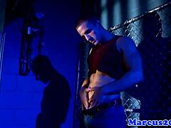 Muscular Gay Jock Passionately Strokes His Cut Cock.