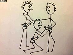 Young fit man deepthroats two cocks in short stickman animation