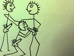 Young fit man deepthroats two cocks in short stickman animation