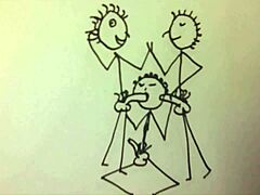 Young fit man deepthroats two cocks in short stickman animation