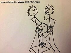Young fit man deepthroats two cocks in short stickman animation