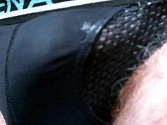 sexy guy cums in undies during solo masturbation