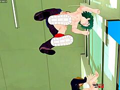 Kåt i My Hero Academia yaoi-orgie Deku Bakugou Todoroki Kaminari knullas av klasskompisar anime hentai