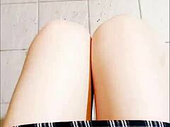 Asian LADYBOY's Outdoor MASTURBATION with DILDO Leads to CUM on LEGS