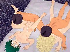 in boku no hero academia yaoi orgy bakugou and deku get fucked in anime manga asian japanese gay porn