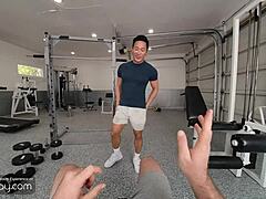 vrb gay bareback sex fantasy in the gym with muscle asian jkab dale vr porn