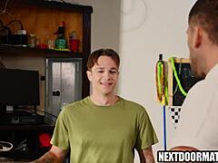 Hot bartender bends for massive hunk cock ass pounding