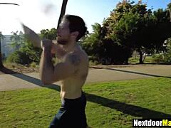 Athletic jocks lift weights then bareback ass fuck hard