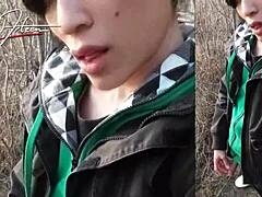 outdoor jon arteen jerks twink cock... cum drips sticky on fingers