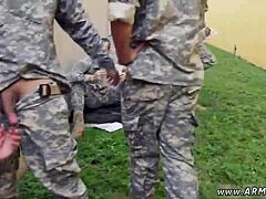 gay military men started fucking raw outdoors. the drill sergeant delivered intense rough group action in the open air