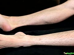 Inked twink solos his pierced throbbing cock closeup