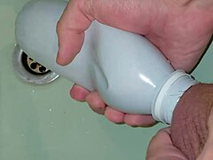 whoa vacuum bottle sucks tattooed guy's big dick sloppy