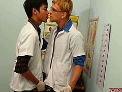 uniform twinks breed asian patient ass in cum filled threesome