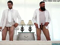 American muscle dad barebacks Asian boy's virgin mouth first