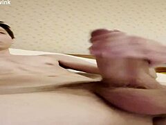 Whoa, big cock twink unloads hose-like cum spray everywhere!