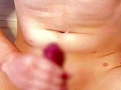 Soloboy blasts massive cumshot after intense solo stroke session!